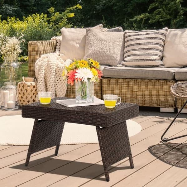 Sammenklappeligt rattan havebord 60x40x39 cm