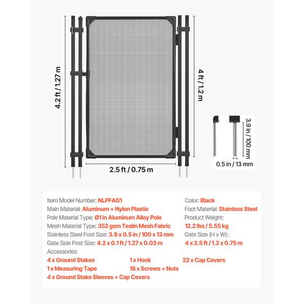 Poolhegnsport 120x75 cm Sort PVC-net