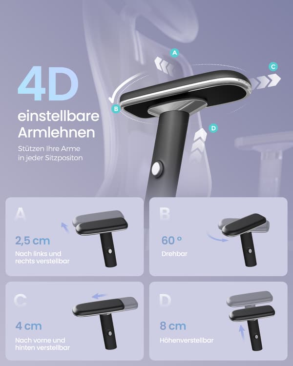 Kontorstol Ink Sort Ergonomisk Justerbar Støtte Netstof