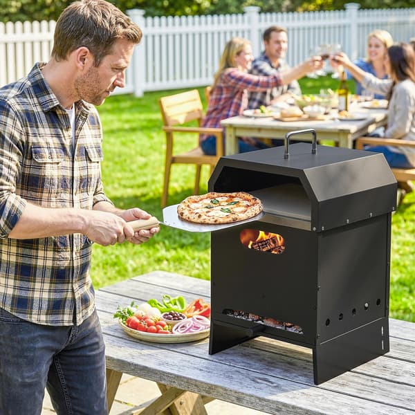 Udendørs Pizzaovn 40x37,5x53,5 cm Sort Rustfrit Stål