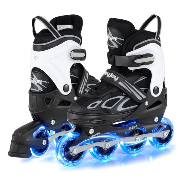 Justerbare Inline Skøjter 4 Størrelser Lysende Hjul Sort