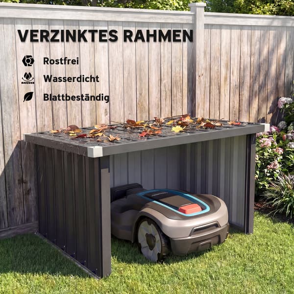 Robotgräsklippargarage, 108x86x62,5 cm, mörkgrå, stål