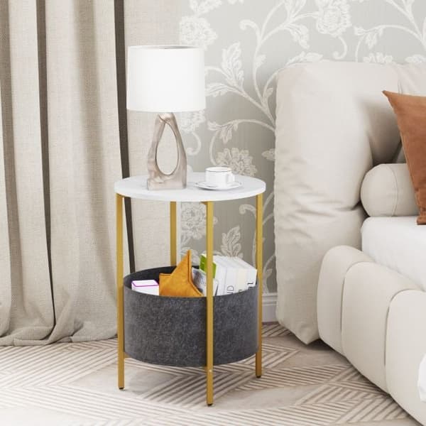 Sidebord, 44x61 cm, Hvid - materiale: metal, spånplade, filt , Star
