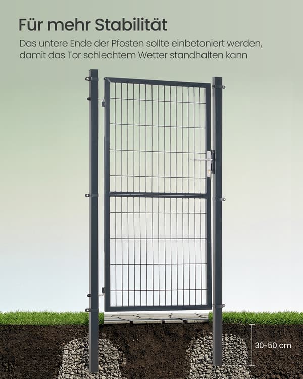 Garden Gate 106x6x230 cm Grå Stål