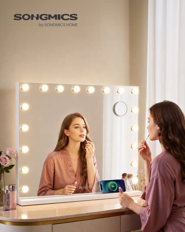 Hollywood-makeupspejl med 18 dæmpbare LED-lys