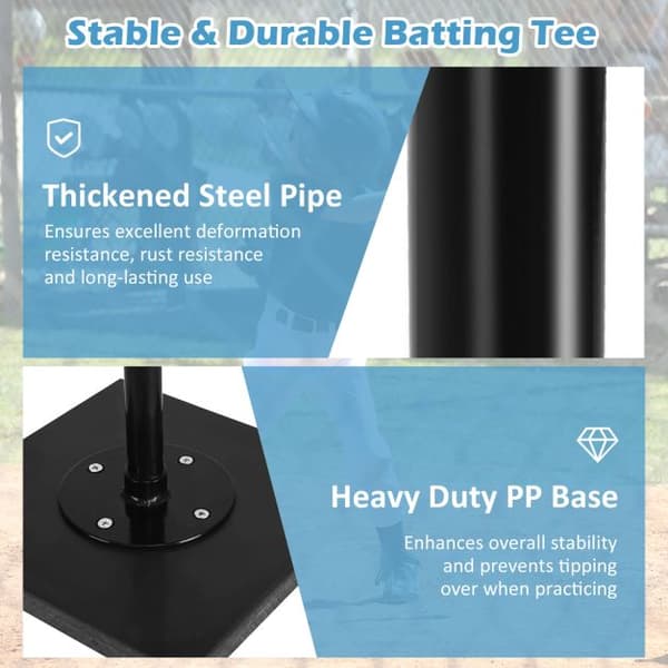 Baseball Batting Tee, 63-91 cm, Sort, Justerbart Træningsudstyr , Star