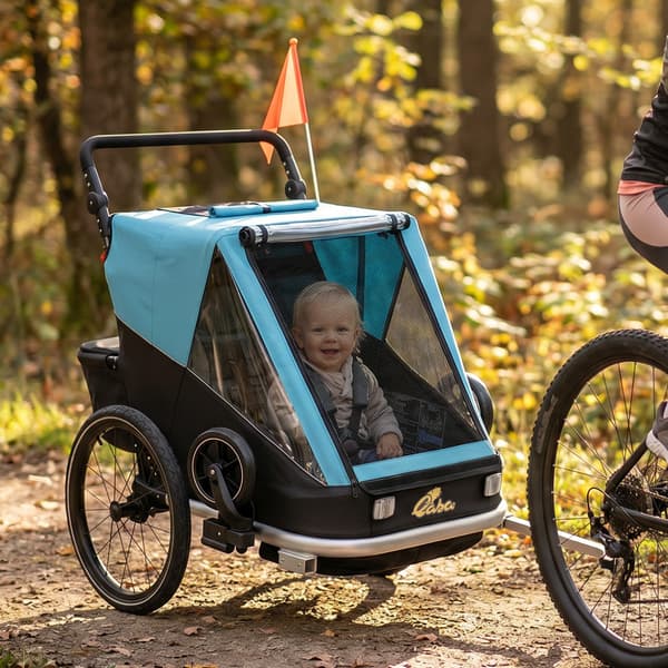 Barncykelvagn för 2, 155x82x102 cm, blå