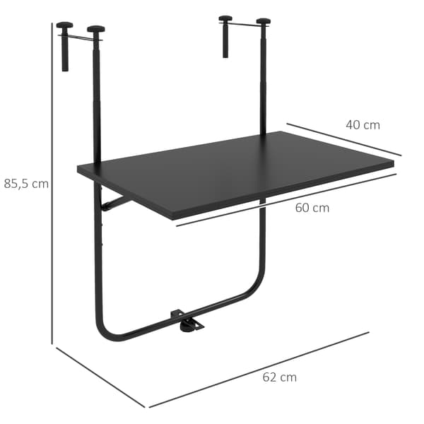 Altanbord, 62x60x85,5 cm, Sort