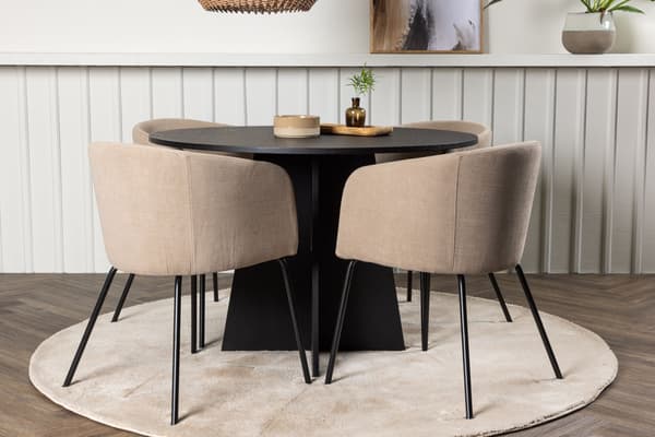 Spisebord og stol sæt Bootcut og Berit 110 cm Sort Beige Stof