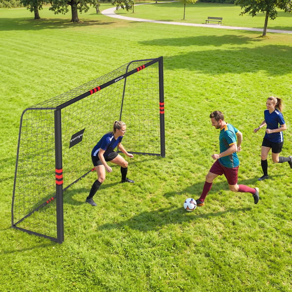 Fodboldmål til have 300x120x200 cm sort/rød