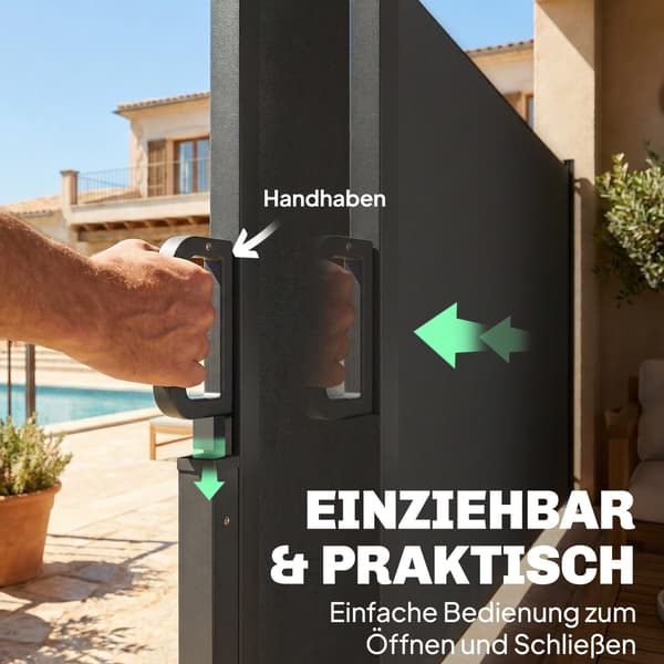 Utdragbar Sidomarkis 420x185 cm Mörkgrå Vattenavvisande