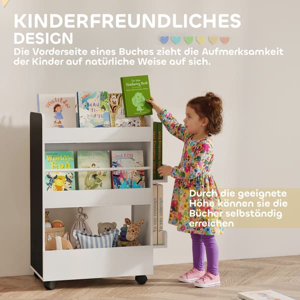 Børnebibliotek, 66,5x32,5x86,5 cm, Hvid, MDF