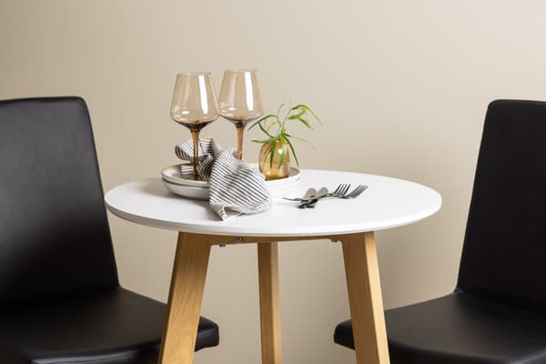 Spisebord og stole sæt Leonora 65 cm hvid eg sort