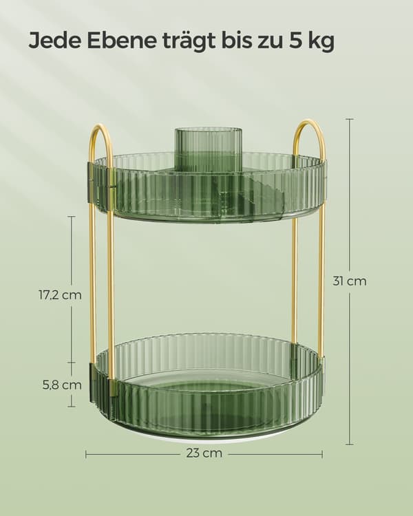 Makeup Organizer, roterende, 23x23x31 cm, grøn