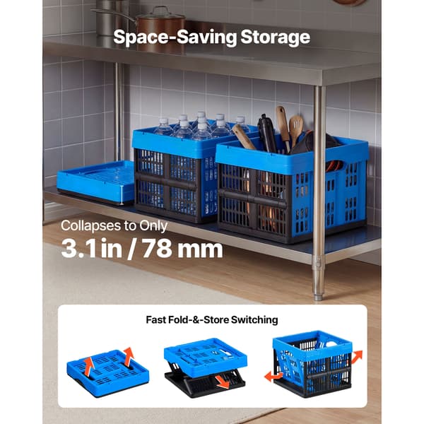 Förvaringslåda Hopfällbar Plast Stapelbar Låda 33.8x34.2x28 cm Fällbar