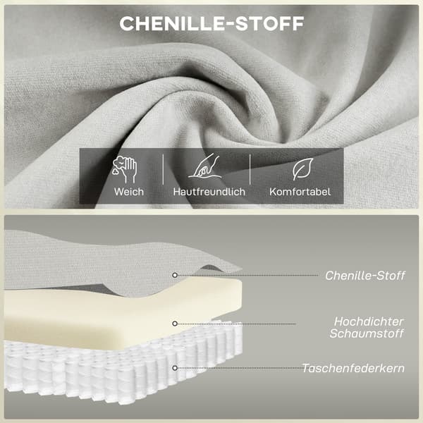 Soffa 146x84x95 cm Krämvit Chenilleklädsel