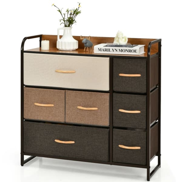 Kommode med 7 skuffer 80x29x79 cm creme