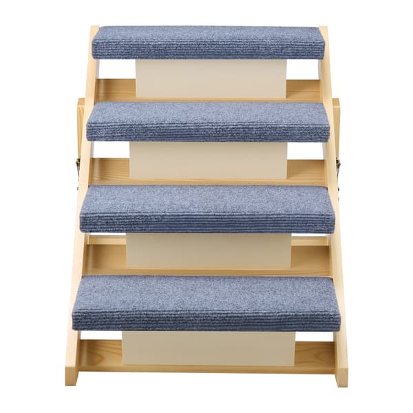 Kæledyrstrappe, 4-trins foldbart trædesign, 63x47x49 cm, opbevaring