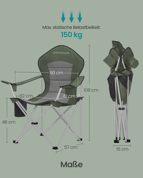 Campingstol 61x93x108 cm Grønn
