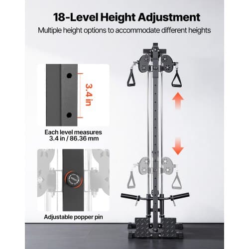 Kabelmaskine 3-i-1 Roning Lat Pulldown 77,5x76x201,5 cm Sort Stål