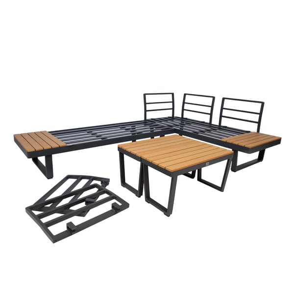 Puutarhakalustesetti Malta modulaarinen sohva 175x77x71 cm harmaa alumiini