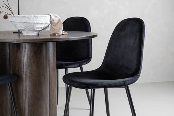 Spisebord og stole sæt Olivia Mocca og sort velour
