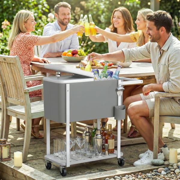 Cooler-kärry 56L tilavuus 84x38x83 cm harmaa muovi