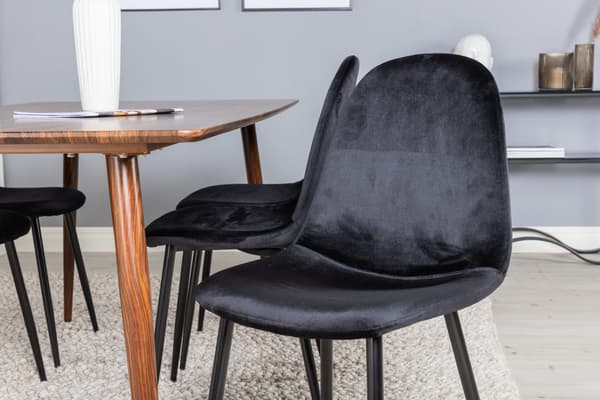 Spisebord og stole sæt Polar 180 cm valnød sort