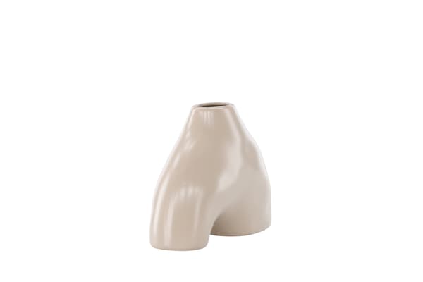 Vase, 21x8x15 cm, Beige, Stentøj