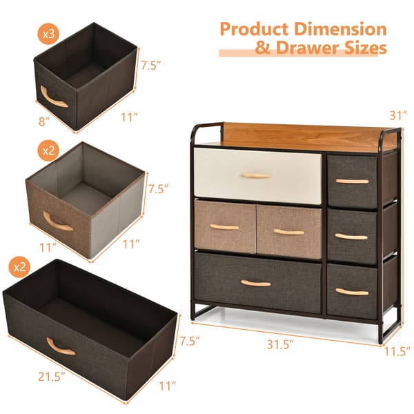 Kommode med 7 skuffer 80x29x79 cm creme