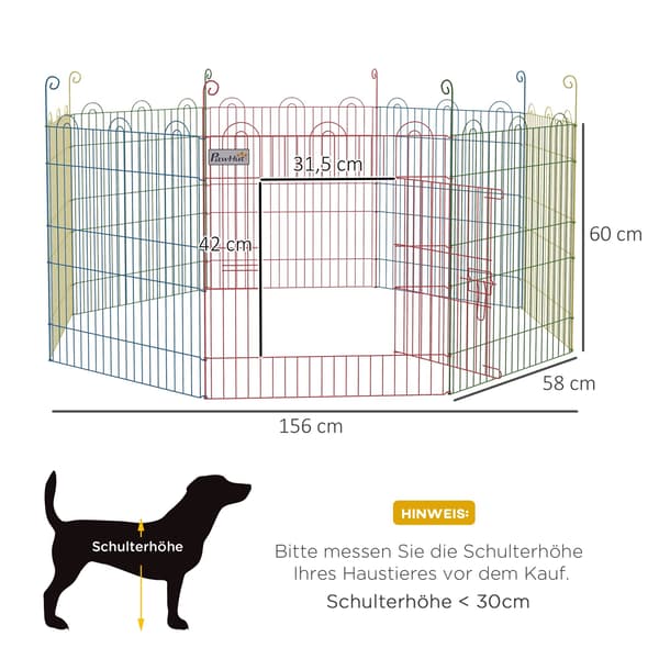 Pet Playpen modulär design Ø156x60 cm multifärgad