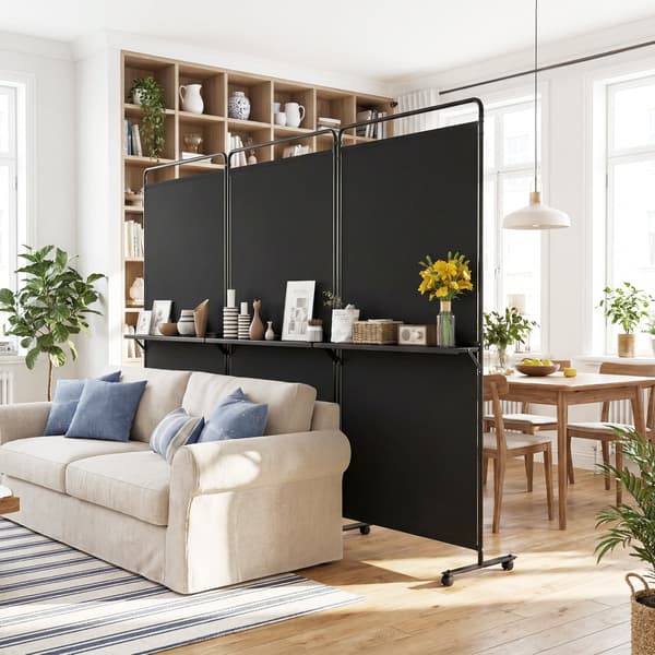 Rumdeler med hylder 259x44x188 cm sort