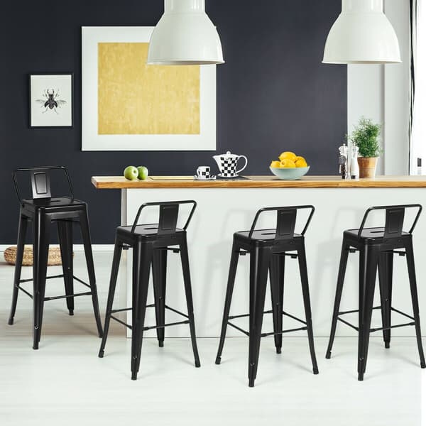 Barstole Sæt med 4 43x43x94 cm sort