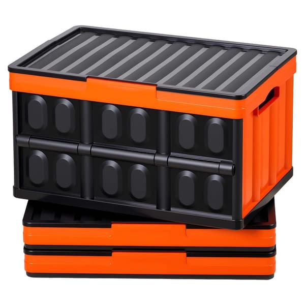 Förvaringslåda Hopfällbar plastlåda med lock 52.5x36x30 cm
