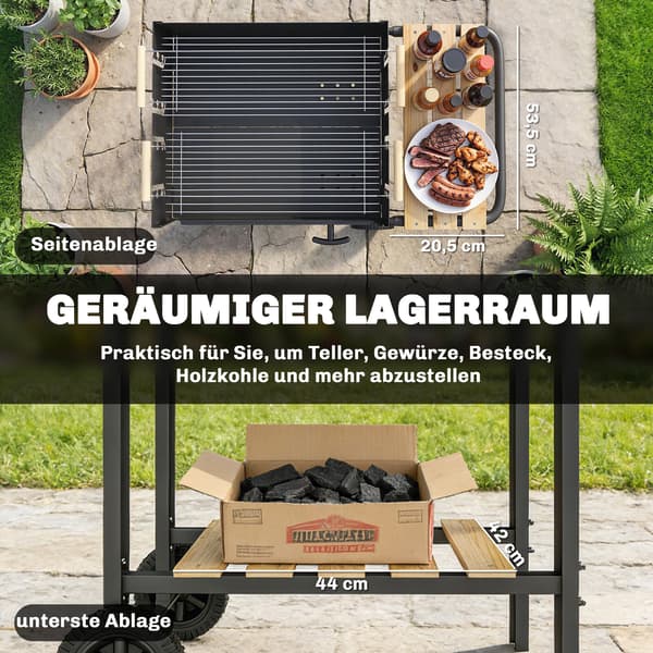 Kulgrill 99,5x58x82 cm Sort Metal