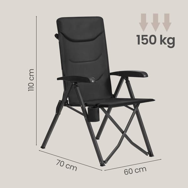 Campingstol 70x60x110 cm Sort