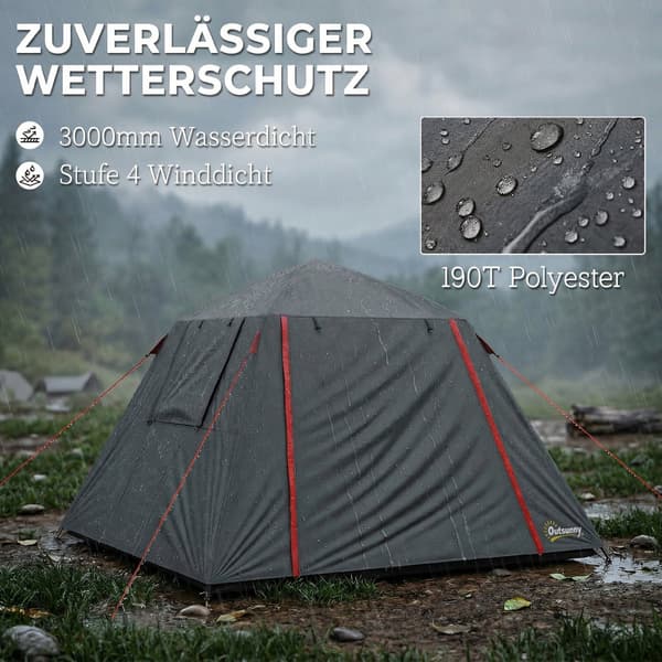 Campingtelt 210x210x150 cm Mørkegrå Polyester