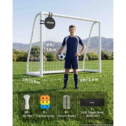 Fodboldmål sæt 2,44x1,82 m hvid