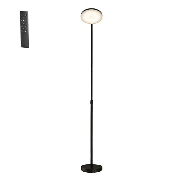 LED-golvlampa med justerbar höjd, roterbart lampfäste, timer