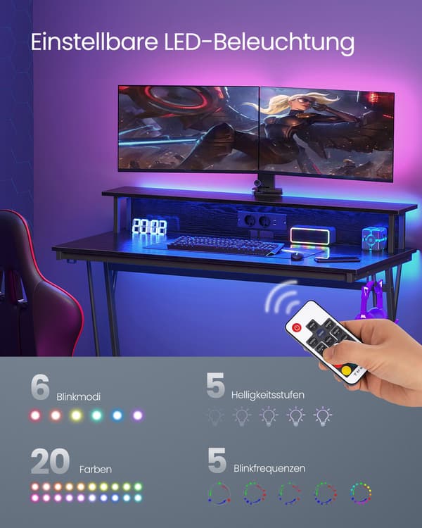 Gamingbord, 120x60x91 cm, Svart