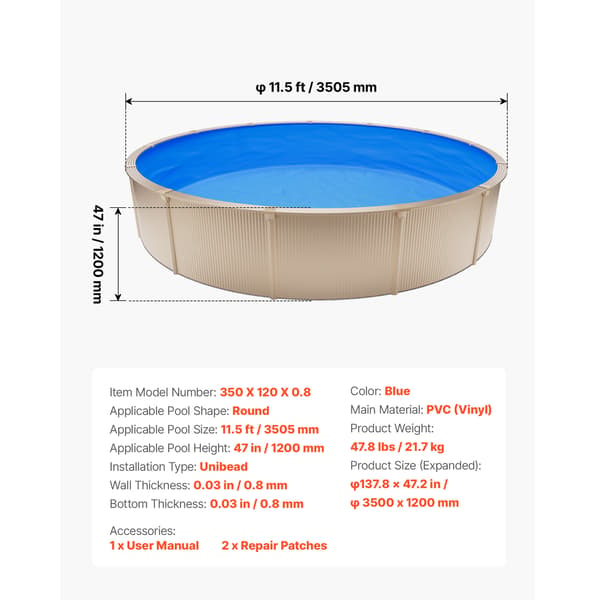 Poolforing 350,5x120 cm Blåt Vinyl