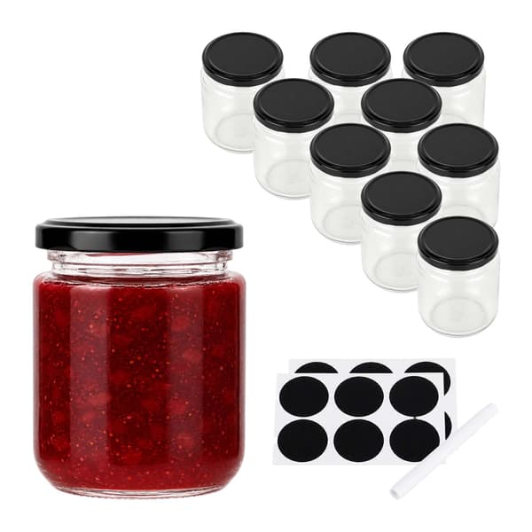 Jam Jar Set 8x7,5 cm Transparent Svart Glas, Kodustaar