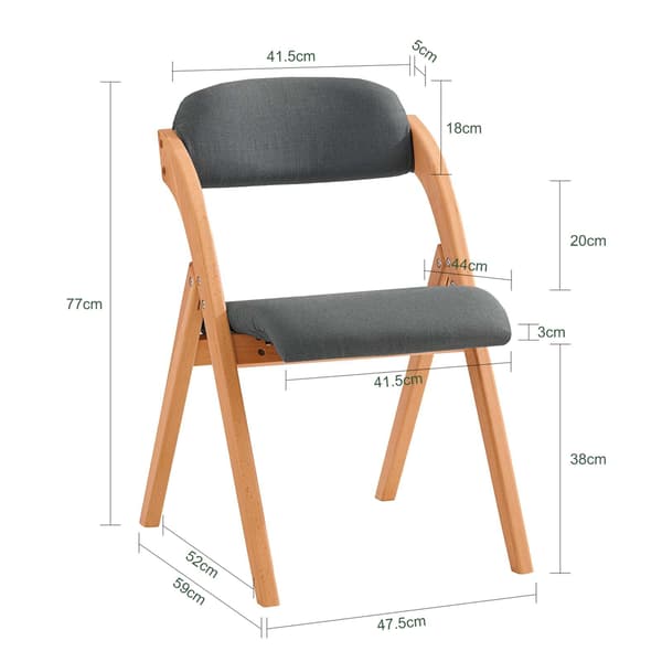 Sammenklappelige spisebordsstole 47,5x59x77 cm grå, træ