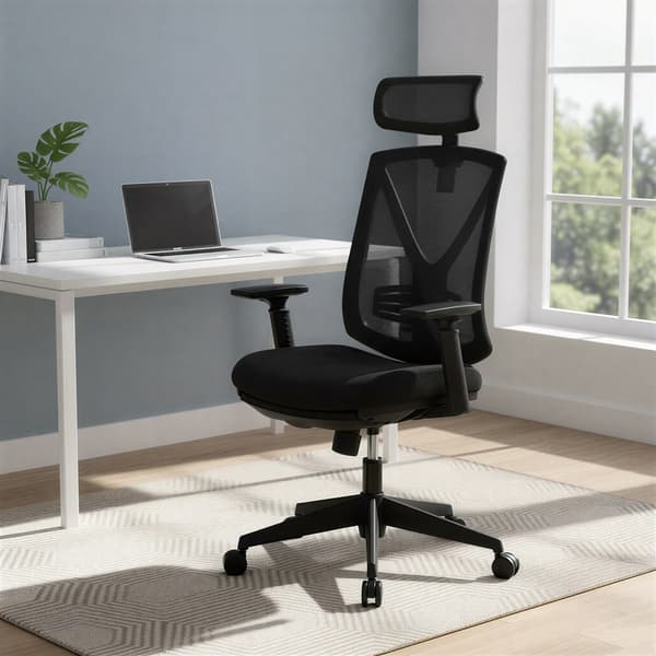 Kontorstol, 68.5x70x116-133 cm, Sort, Justerbar