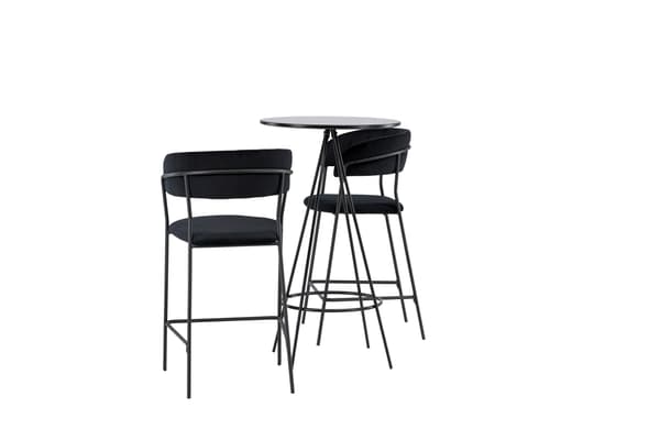 Barbord og barstol sæt 60 cm sort