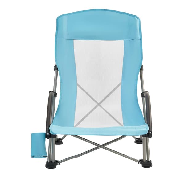 Sammenklappelig strandstol 72x58x79 cm lyseblå med netryg