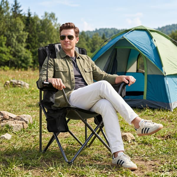 Sammenklappelig campingstol 94x52x104 cm sort