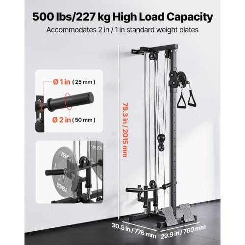 Kabelmaskine 3-i-1 Roning Lat Pulldown 77,5x76x201,5 cm Sort Stål
