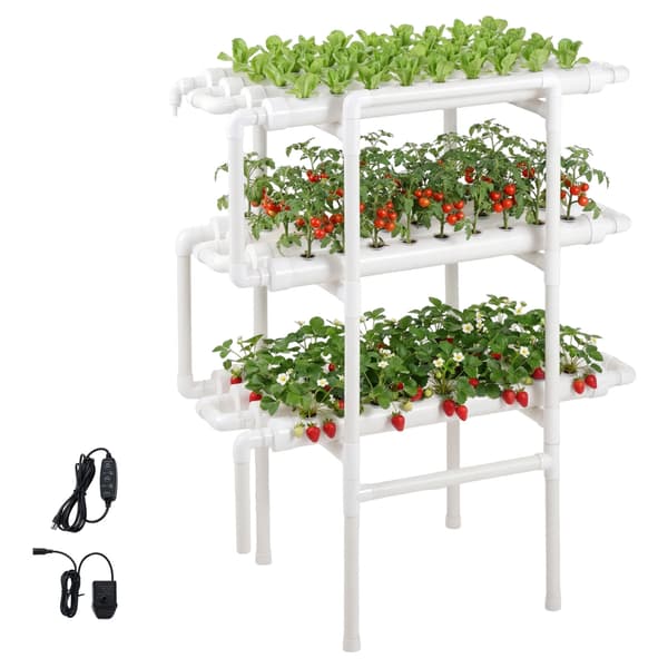 Hydroponiskt odlingssystem kit, 98x52x117 cm, Vit, UPVC