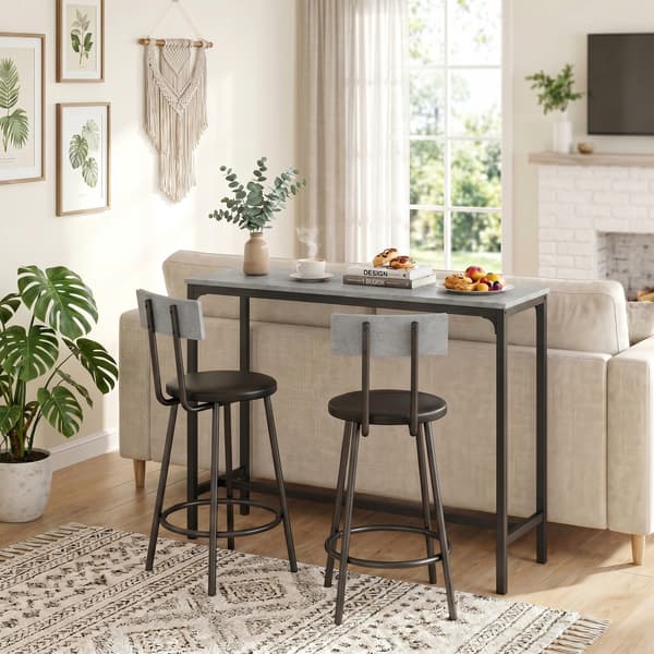Barbord sæt med 2 barstole 100x40x90,5 cm grå/sort